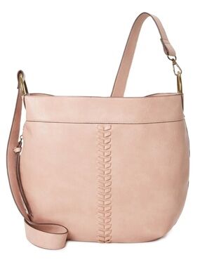 Blush Woven-Detail Shoulder Bag